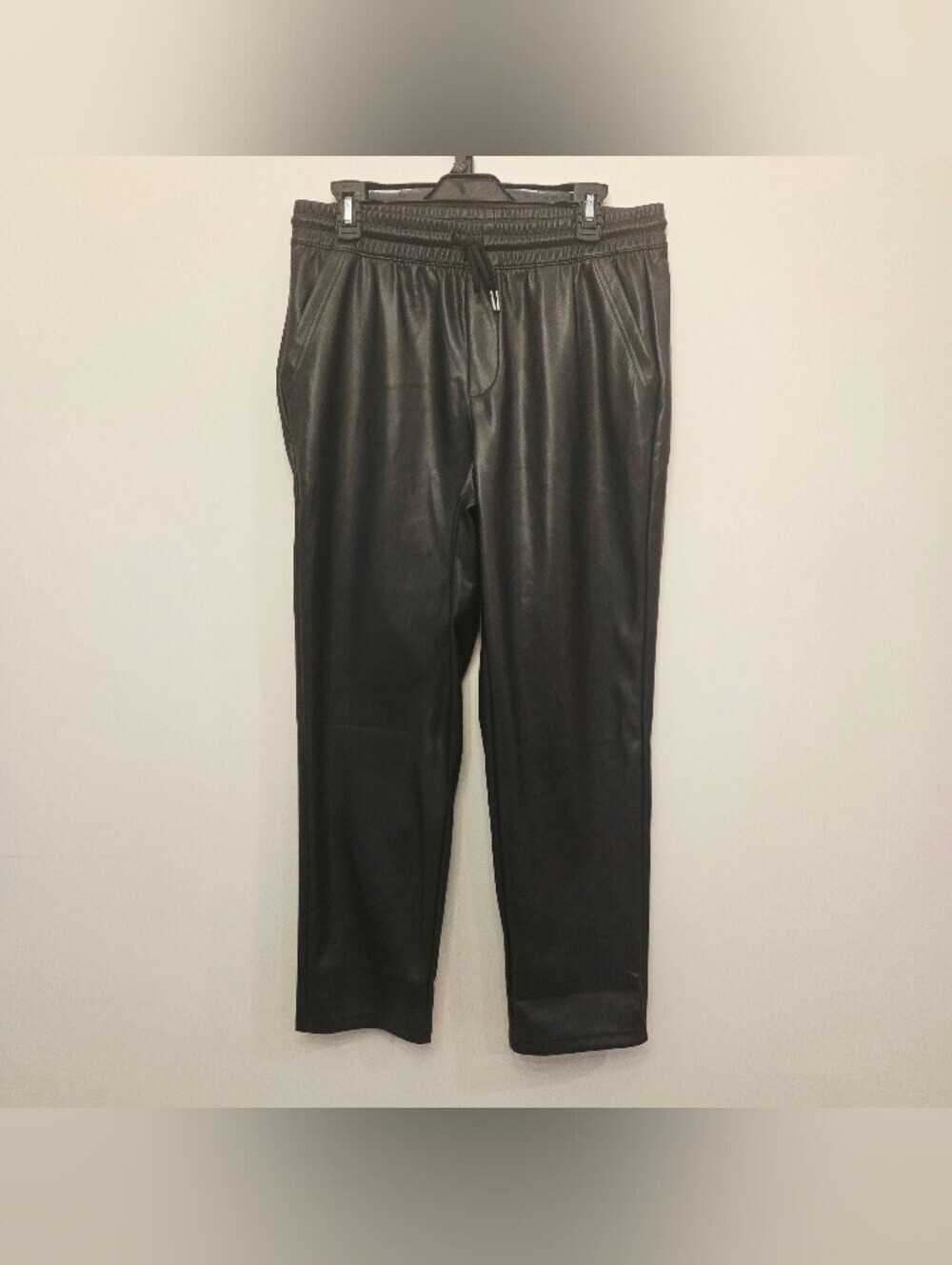 Santiny faux leather drawstring pants Size Large